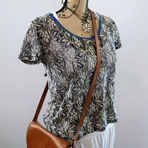 Urban Outfitters navy blue and white lace shirt